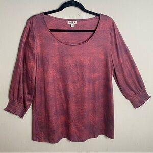 One World Women’s Bohemian Tie Dye Print Blouse Size Large